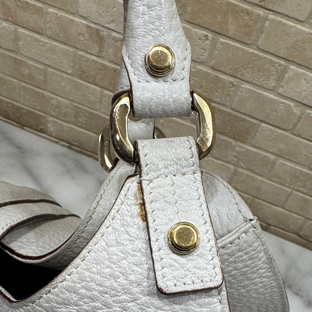 Gucci Junco White Calfskin Leather Vintage Shoulder Bag Authentic - Picture 15 of 16